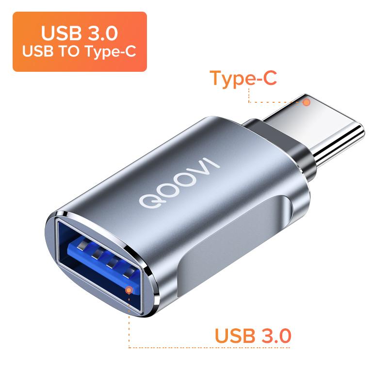 QOOVI Адаптер USB 3,0 к USB Type C OTG, преобразователь Thunderbolt 3 для ноутбука Pro, Samsung S21, Xiaomi, Huawei, разъем USB-C OTG
