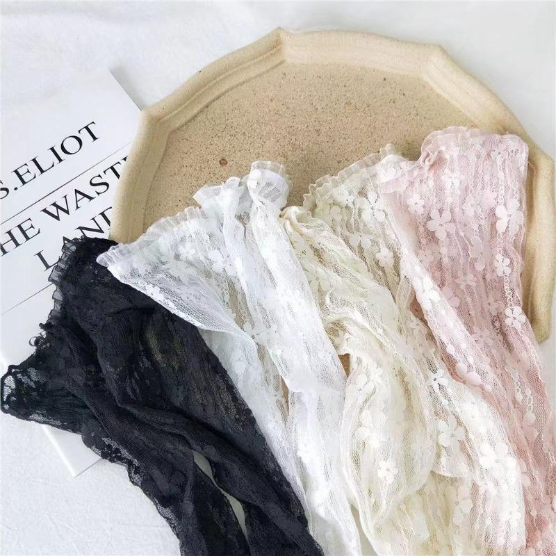 Long Lace Hollow-Out Fingerless Gloves Women Summer Anti-UV Sleeves Mesh Breathable Ice Silk Mittens Oversleeve Driving Cycling