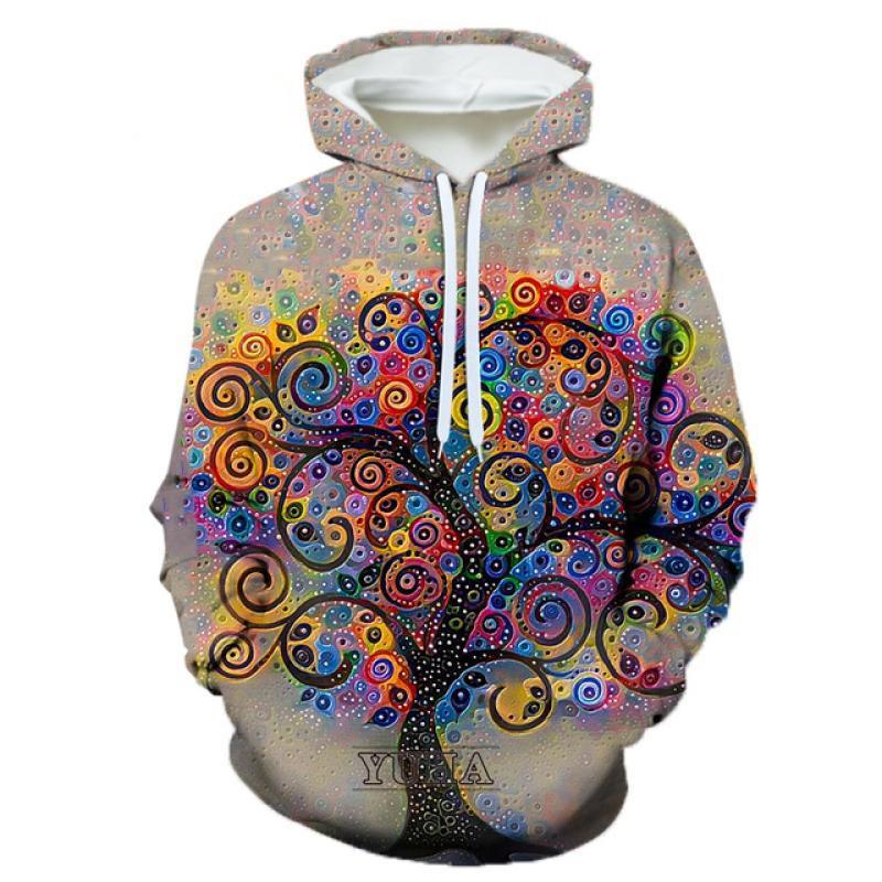 Мужской свитер Fourseason Fashion Creative Tree Psychedelic Printing 3D Fun Hooded Sweatshirt Art Casual Street Men's Sportswear