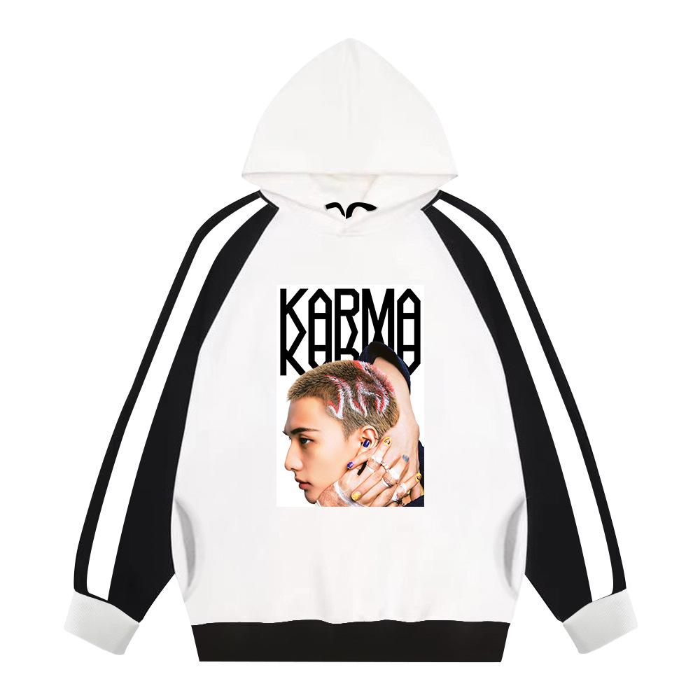 Stray Kids Худи KARMA Унисекс K-Pop Оверсайз Свитшот с Графическим Принтом Фото Участника, Повседневный Уличный Пуловер для Фанатов (Зимняя флисовая версия)