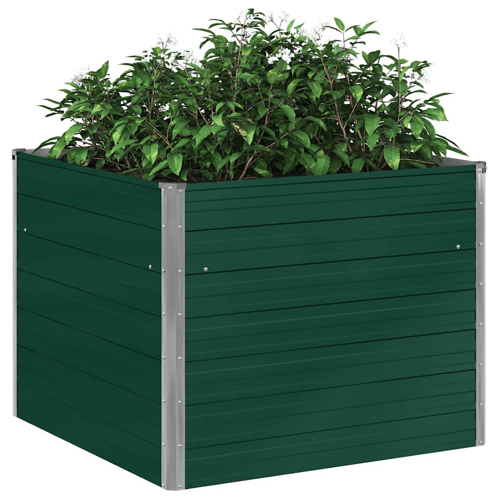 Raised Garden Bed 100 x 100 x 77 cm Galvanized Steel Green