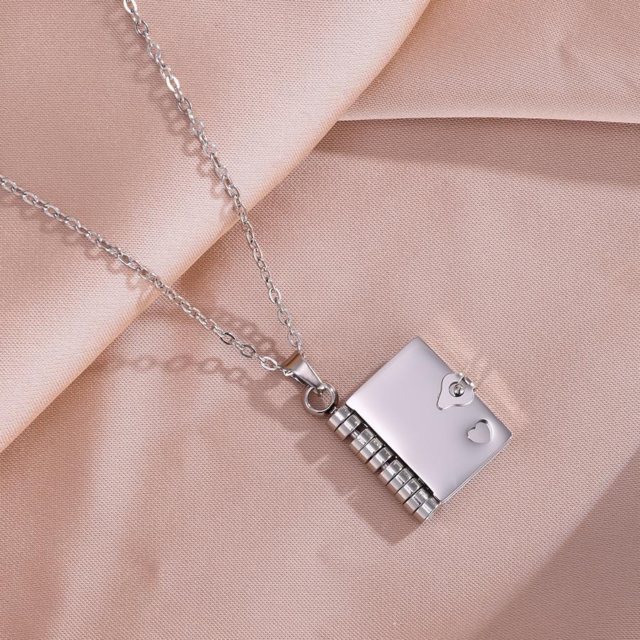 Stainless Steel Love Letter Book Necklace Pendant for Dad, Mom, Grandma, Lover
