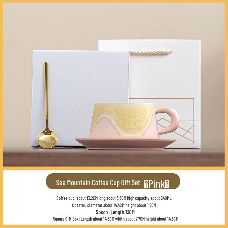 Underglaze Hand-Painted Ceramic Latte Art Cup and Saucer Set