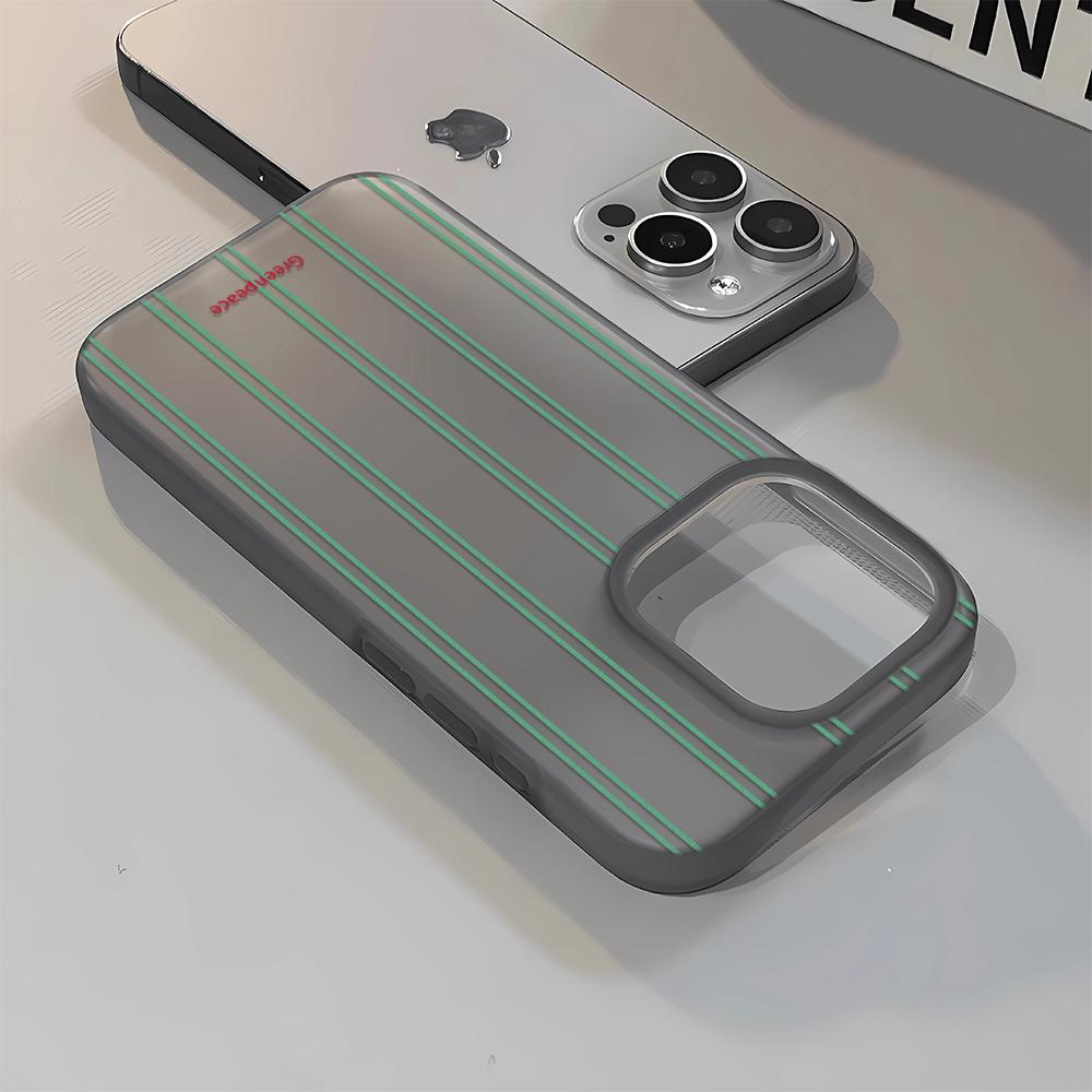 Green Vertical Stripes Phone Case For IPhone 17 Case For IPhone 13 16 15 14 12 17 Pro Max XR 7 8 SE Aesthetic Floral Cover Funda