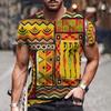 Men's T-shirt Ethnic Print 3D Casual Short Sleeve Summer Round Neck Streetwear Vintage Man Loose Sweatshirt Breathable Men Clothes