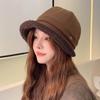 Small Big Head Shaped Hat for Women In Winter Style Piled Hat Plus Fleece Octagonal Hat Three In One Versatile Plush Fisherman Hat