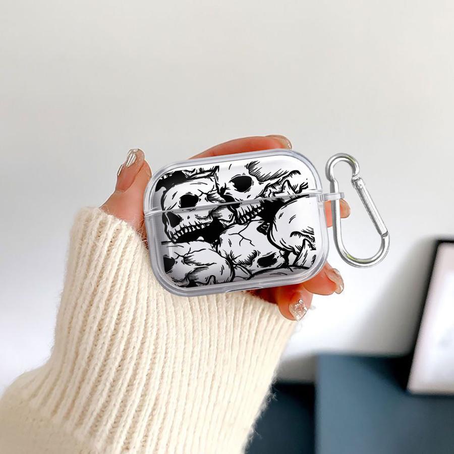 Чехол для Airpods Pro2 Pro 4 1 Pro3 2 3 Прозрачные Чехлы для Наушников Обложка Креативное Искусство Черепа