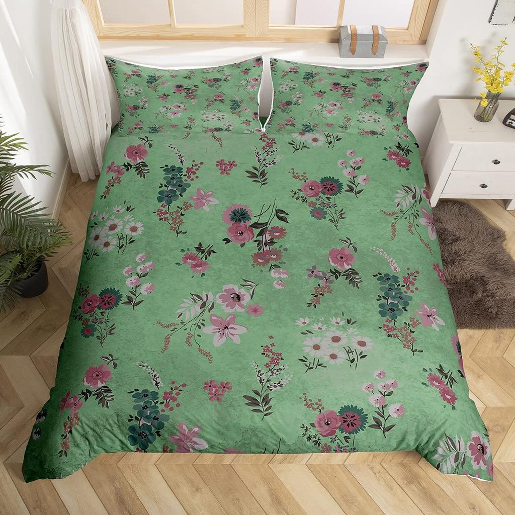 Пододеяльник Boho Dragonfly King Queen с милым цветочным принтом и сердечком из полиэстера в деревенском стиле с акварельными цветами