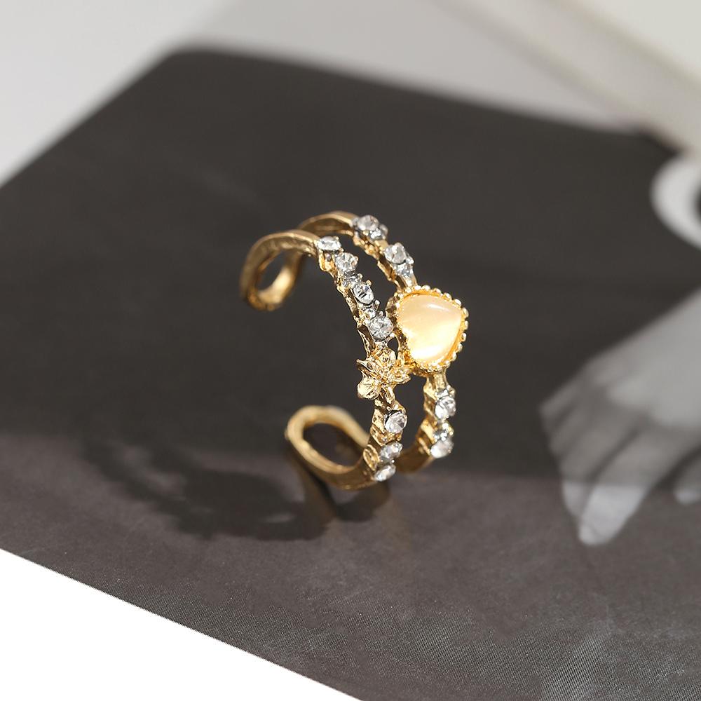 Набор колец с кристаллами в форме сердца в стиле Y2k для женщин и девушек, винтажные кольца неправильной формы из цинкового сплава, модные K-pop кольца с цирконом, подарки с цирконом для вечеринок