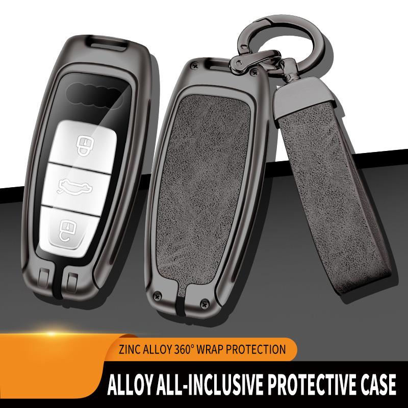Чехол для автомобильного ключа из цинкового сплава и кожи, защитная оболочка для A3 A4 A5 A7 A6 C8 Q8 Q7 Q5 Q4 Q3 E-tron, аксессуары для автомобильного ключа