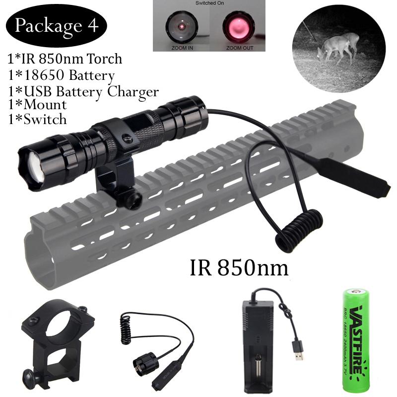 5W IR 850nm Professional Night Vision Hunting Torch Tactical Infrared Radiation Zoomable Outdoor Linterna Waterproof Flashlight