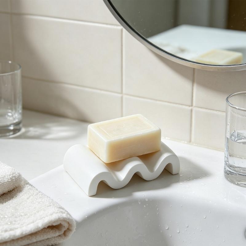 Gypsum Soap Dish With Quick Dry Design Wavy Shape Modern Decors Jewelry Display Rack For Sink Countertop Shower