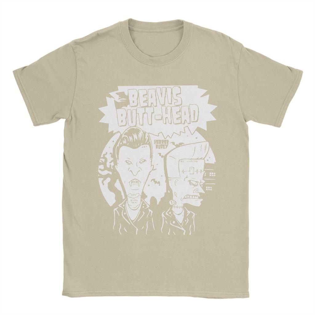 Hip Hop Beavis and Butthead horror black and white T Shirt Men Cotton Short Sleeve Round Neck Summer Clothing