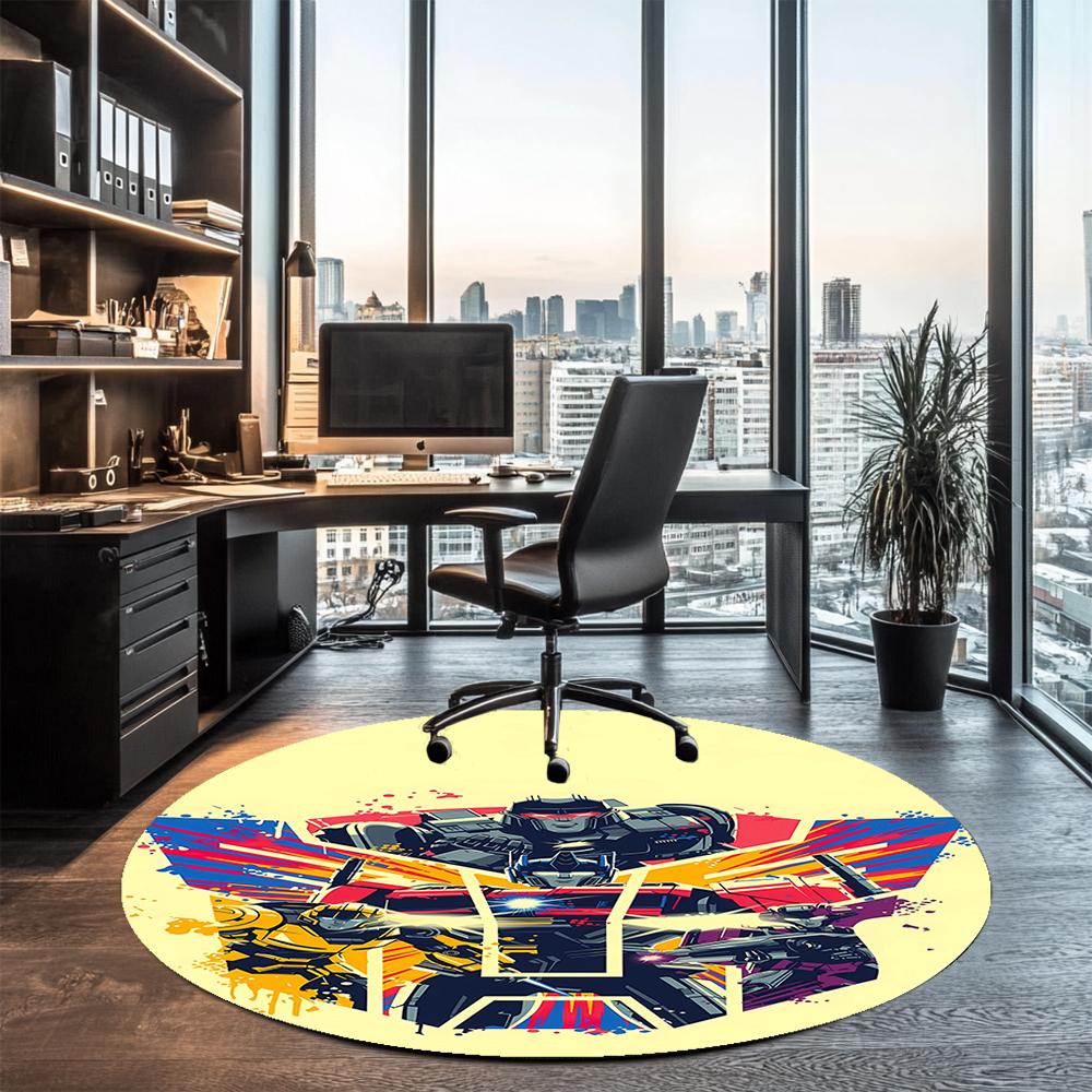 Transformers Printed Round Rug Carpet Chair Rug Area Rug Entryway Doormats,for Office Chair Living Room Bedroom Kitchen Room.