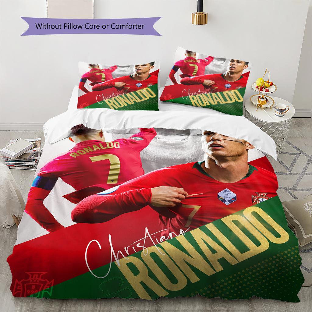 Криштиану Роналду  Постельное белье с рисунком  Комплект с одеялом  Домашний декор  Подарок (1 пододеяльник + 2 наволочки без наполнителя)
