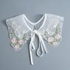 Korean Summer Floral Embroider Fake Collar Neck Guard Scarf Female Shoulder Wraps Cape Removable Shirt Detachable Collar