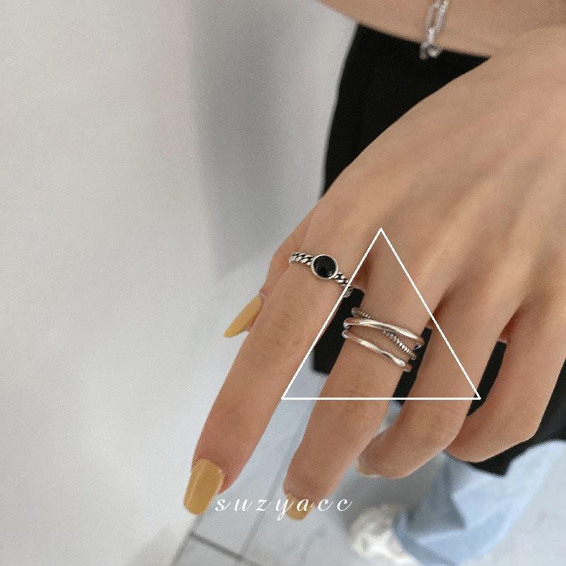 925 Silver Rings New Party Jewelry Vintage Charm Double Layer Geometric Nail Design Accessories Gift Dropship