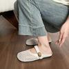 Silver Hollow Breathable Bag Head Half Slippers Women's Summer One Pedal Woven Fishing Net Sandals