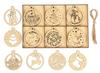 Inkdotpot 18pcs Christmas Ornaments, Unfinished Wooden Laser Cutouts Tree/Bell Shaped Embellishments Hanging Ornament