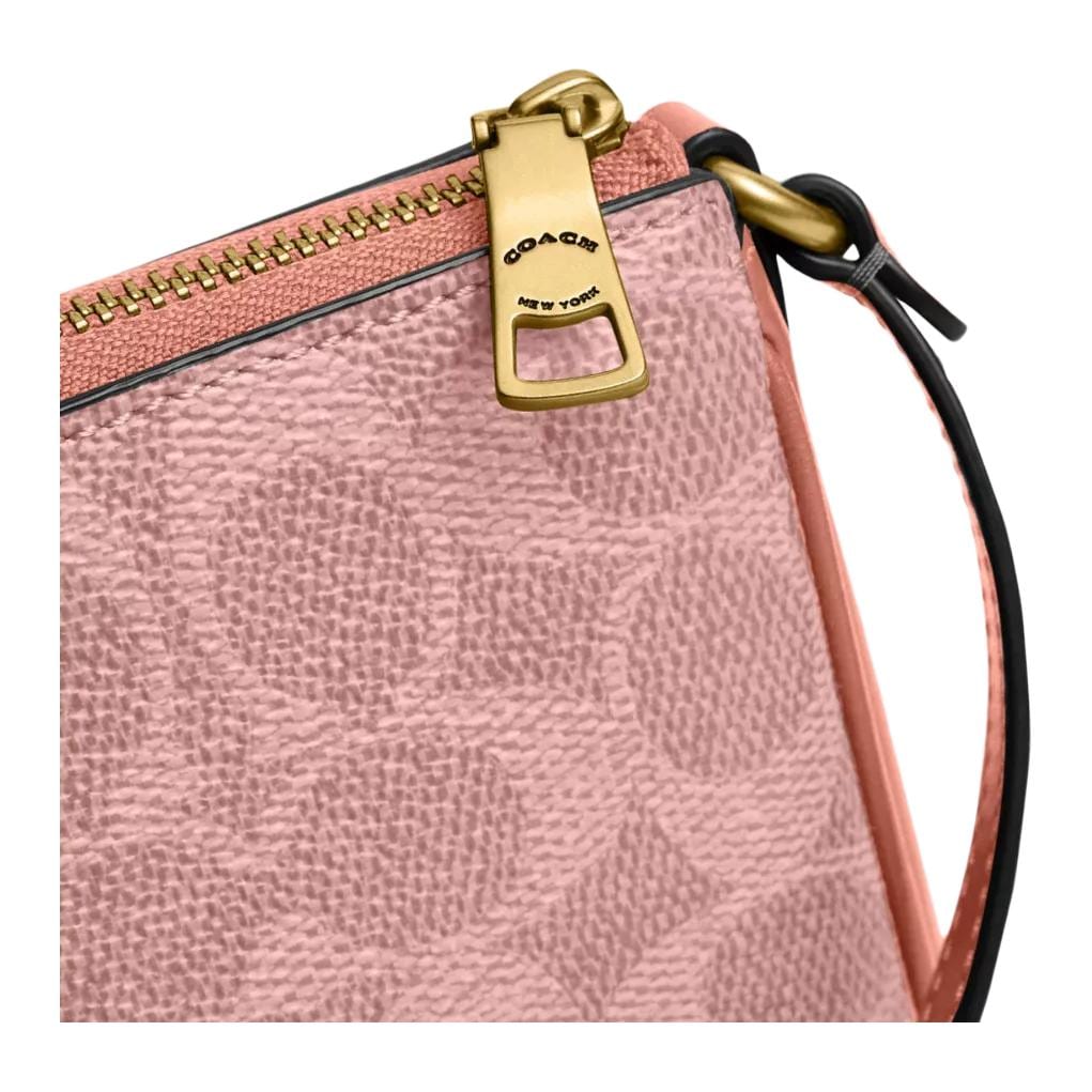 COACH Plaza Coated Canvas With Calfskin Shoulder Bag Small Women's Muskmelon Pink CCC42-B4YU2