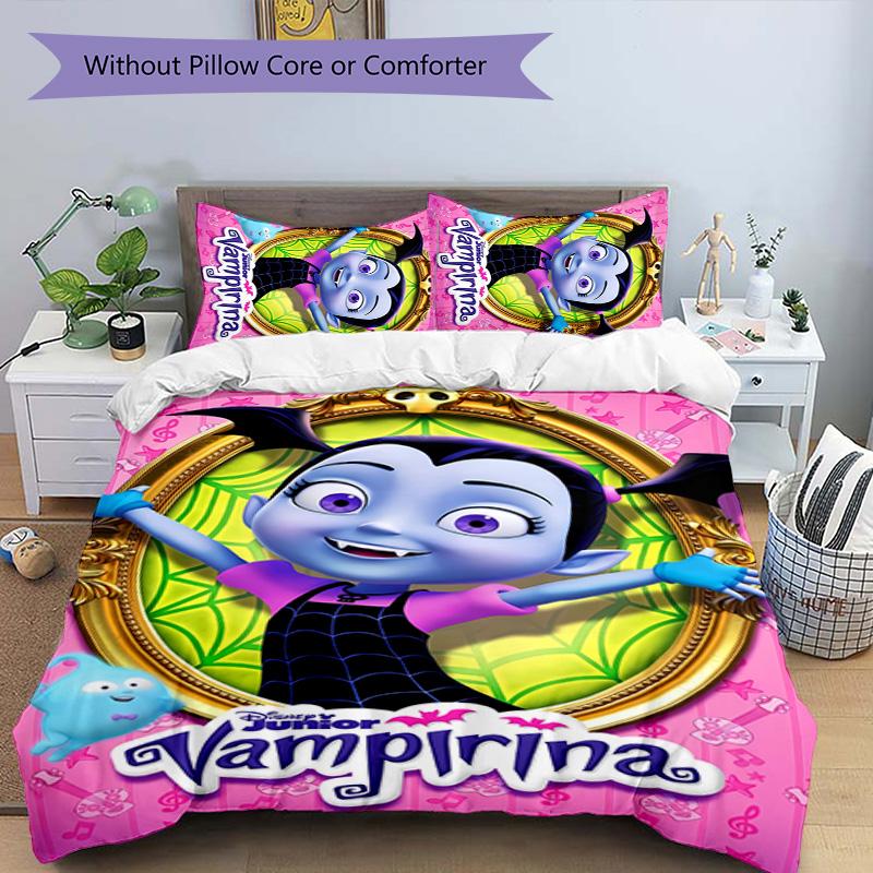 3pcs Vampirina Hauntley pattern bedding set duvet cover set includes duvet cover &pillowcases,perfect all season bedroom decoration&gift