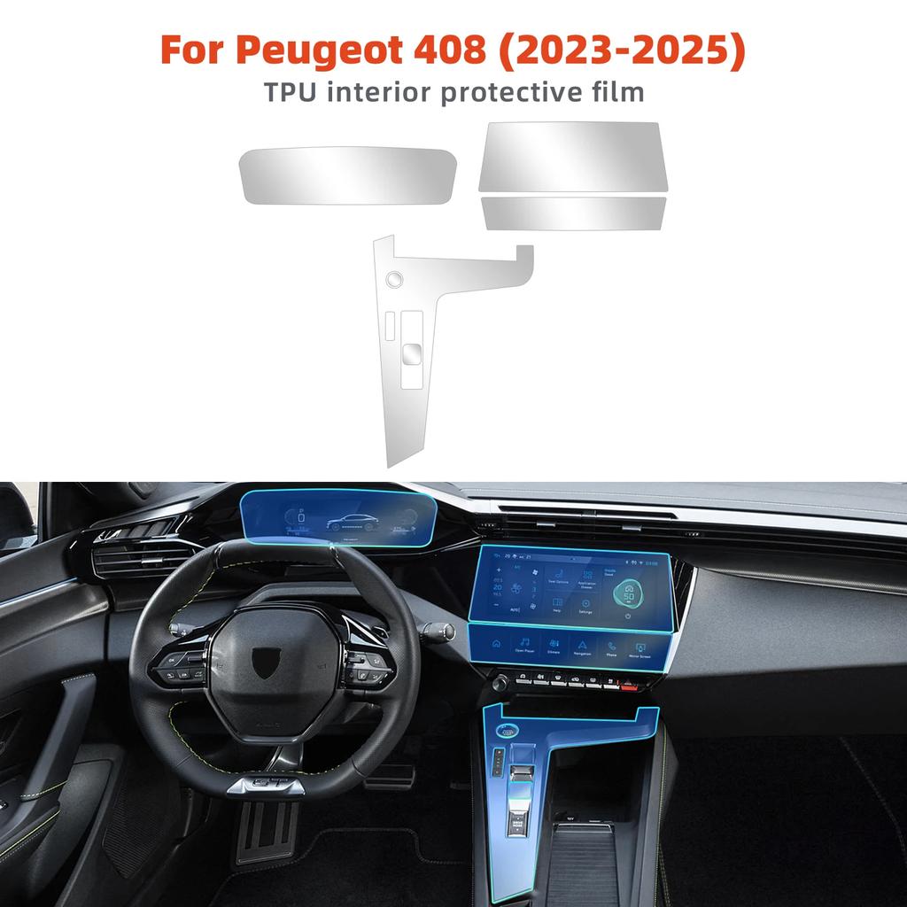 for Peugeot 408 2023 2024 2025 Car GPS Navigation Screen Protective TPU Film Gear Shift Panel TPU Sticker Interior Film