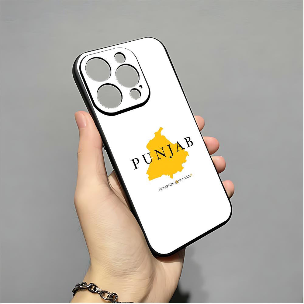 Чехол для телефона с картой Пенджаба для IPhone 16,15,14,13,12,11,XS,XR,X,8,7,Pro,Max,Plus,mini Силиконовый Черный Чехол