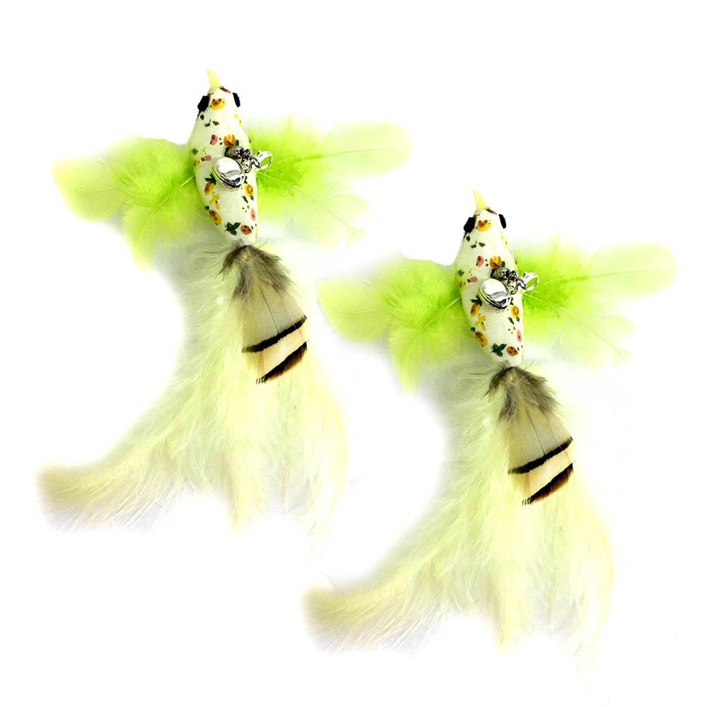 Simulation Bird Interactive Cat Toy Funny Feather Bird With Bell Cat Stick Toys For Kitten Playing Teaser Wand Toy