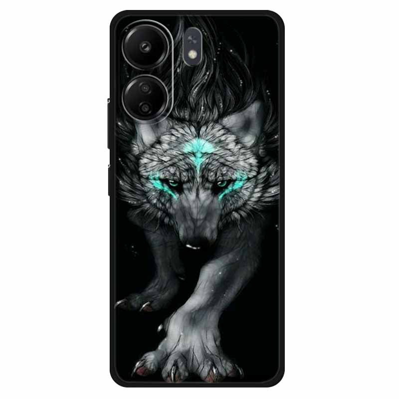 Funda For Xiaomi Poco C65 Case Soft Lion Wolf Black Shockproof Back Cover for Poco C65 C 65 Soft Case Poco C65 Cool Soft Bumper