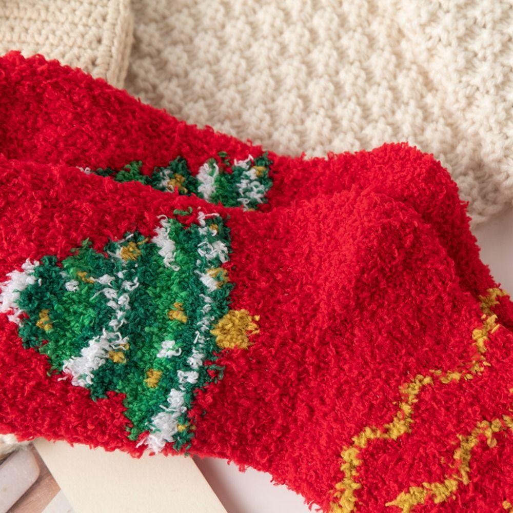 5Pairs Plush Christmas Fleece Socks Cartoon Winter Floor Socks Soft Sleeping Socks Women  Women