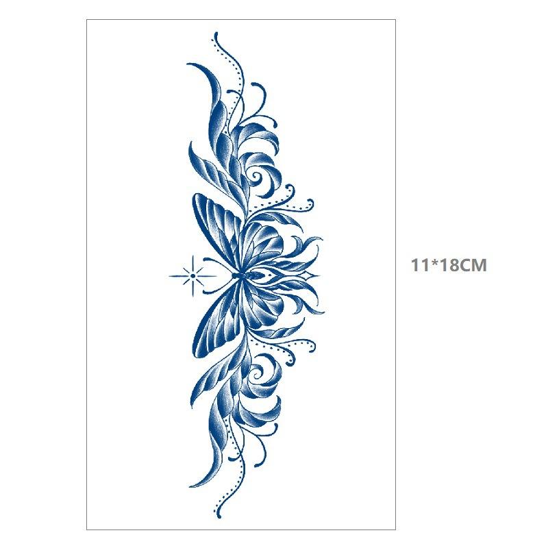 Herbal Juice Waterproof Butterfly Thorn Plain Flower Chest Semi Permanent Gradual Change Water Transfer Tattoo Sticker