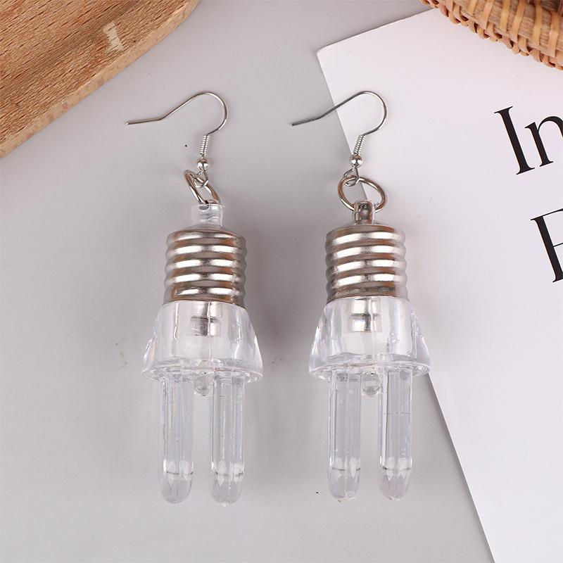 1 пара креативных женских забавных светящихся сережек-подвесок в виде лампочки, женские разноцветные лампочки, серьги-кольца, подарок лучшим друзьям