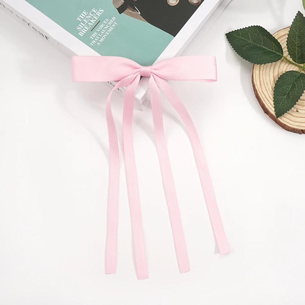 Sweet Bow Ribbon Hair Clips Elegant Women Girls Long Ribbon Hairpin Daily Party Gifts Wedding Jewelry Fashion Style Accessories
