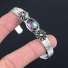Natural Rainbow Mystic Topaz Gemstone Bangle Pink Adjustable 925 Sterling Silver