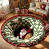 Christmas Santa Gnome Quilted Round Mat Festive Area Rug Non-Slip Backing Door Mat Living Room Bathroom Kitchen Absorbent Mat