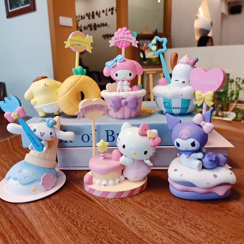 Милый мультяшный персонаж Sanrio My Melody Kuromi Hello Kitty Серия десертов Заметки Настольные украшения Кукольные фигурки Праздничные подарки