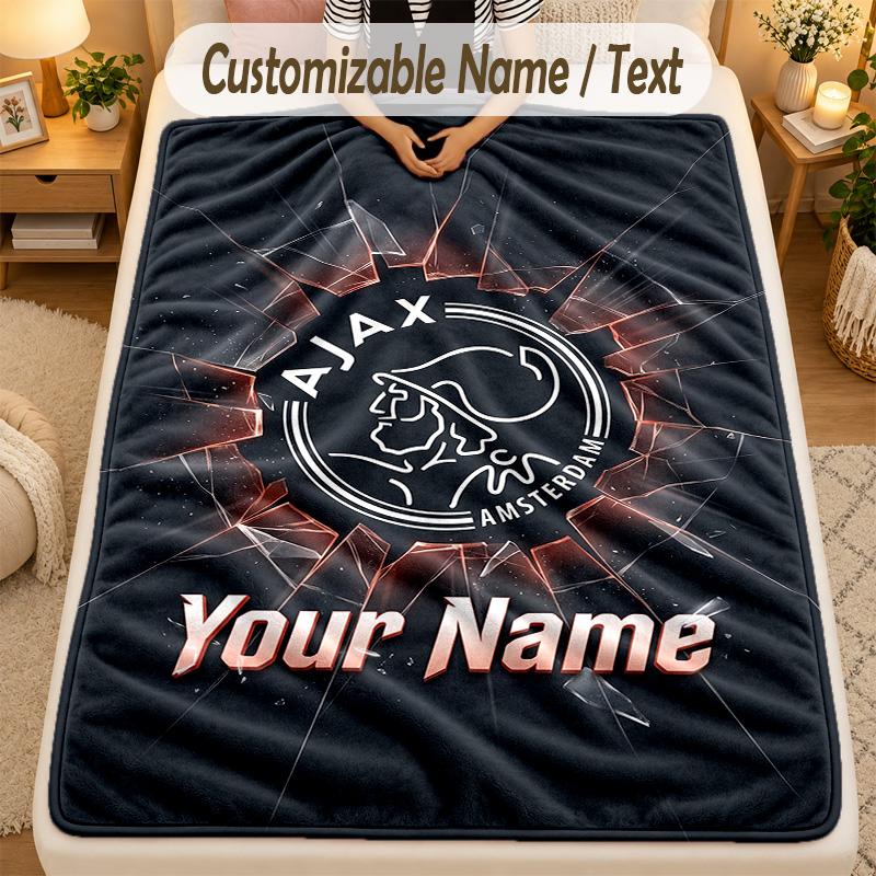 Flannel BlanketAjax Amsterdam Custom Name Text Personalized Soft Warm Throw Blanket Home Decor Gift