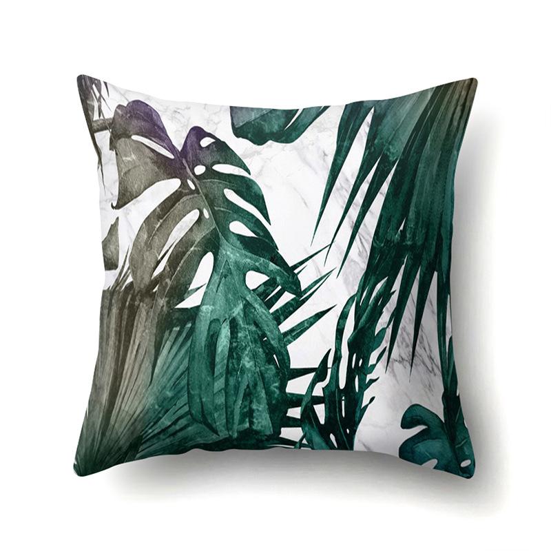 Polyester Pillowcase Ins Style Plant Flowers Nordic Printed Peach Leather Velvet Cushion Cover Sofa Waist Cushion Cover