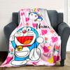Doraemon And Friends Heart Flowers Flannel Blanket With Customizable Name Comfortable In All Seasons Suitable For Sofas Beds Travel Camping And Office