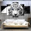 Blue Eyed White Tiger White Tiger Eyes 5 Panel HD Print modern art painting wall posters Canvas For home living room decoration