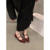French medium high heel black Mary Jane single shoes women's shoes 2024 new spring, autumn and winter square head temperament evening shoes