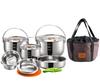 camping moon IH Compatible Stainless Steel Cooker Tableware Stainless Steel Hanging Pot Frying Pan 19 Piece Set MC240