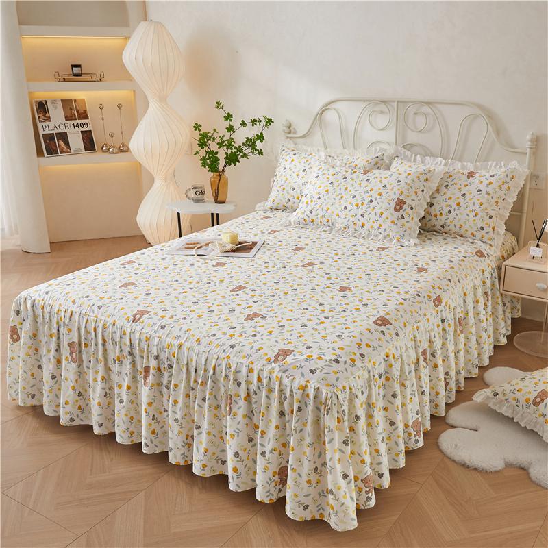 Комплект из 3 предметов с цветочным принтом, покрывало из 100% хлопка, мягкое покрывало в стиле принцессы для спальни, высококачественное покрывало с наволочками