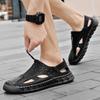 Fashion Leather Sandals Man Casual Loafers Luxury Design Slip On Male Dress Sandals Leisure Style Big Size Outdoor Wear-resistant Sole