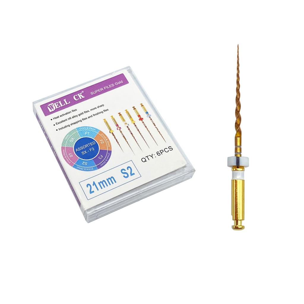 Зубной файл корневого канала, золотые эндодонтические суперфайлы, золотые эндодонтические файлы, 25 мм, никель-титан