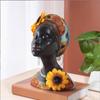 African Woman Head Statue Resin Decoration Sunflower Sculpture for