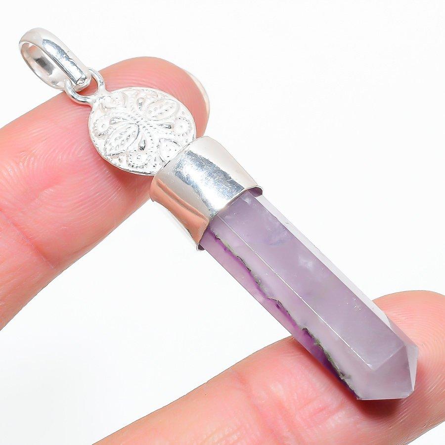 Amethyst Handmade 925 Sterling Silver Jewelry Pendant 2.36" Q3w35