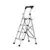 4 Step Ladder, Folding Step Stool with Wide Anti-Slip Pedal and Comfort Handgrip, 150 kg Capacity Portable Aluminum Stepladder, Multi-Use for Kitchen,