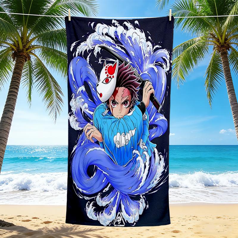 1Pc Demon Slayer Artwork Beach Towel Quick Dry Multiuse For Beach Pool Gym Yoga Home Travel Christmas Halloween Xmas Gift G1255