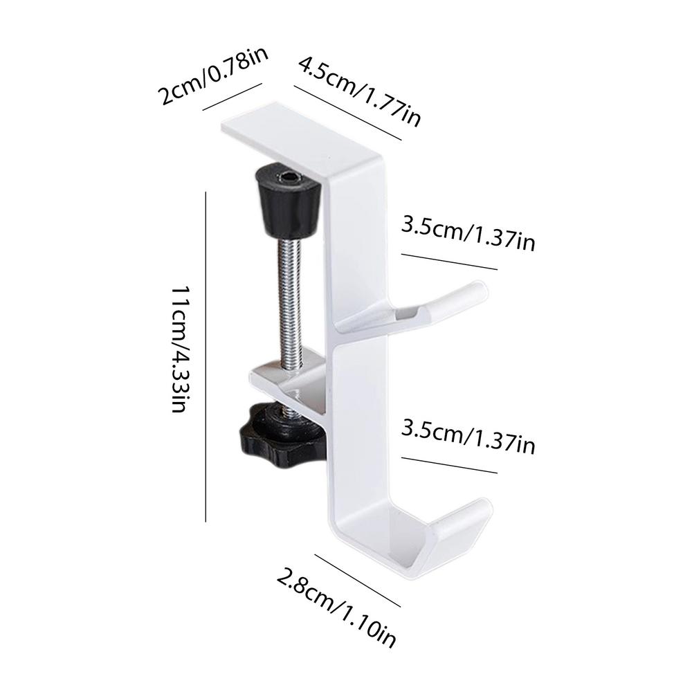 Desk Clamp Bag Hook Adjustable Double Hook Headphone Stand Backpack Storage Hanging Hook Punch-free Home Office Organizer